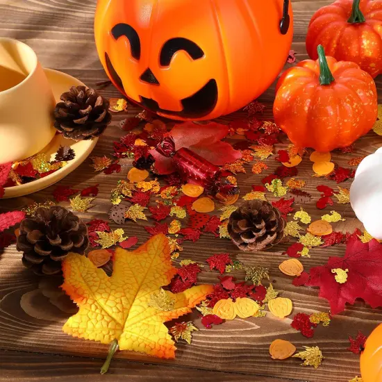 Autumn Fall Confetti Glitter Sequin Thanksgiving Maple Leaves Turkey Pumpkin Confetti Sprinkles Table Decorations for Home Fall Thanksgiving Party Supplies {4}