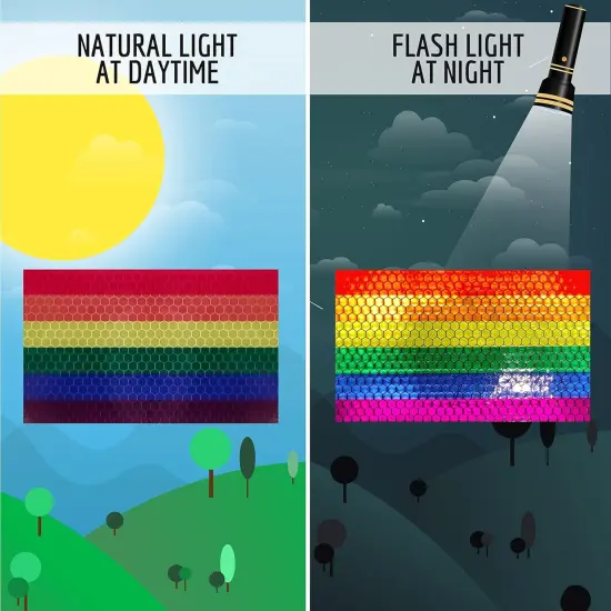 3PC Reflective LGBTQ Pride Rainbow Flag Stickers - 5 x 3 Inches - Support Gay Lesbian LGBT Equality Ally Bumper Sticker Decal {2}
