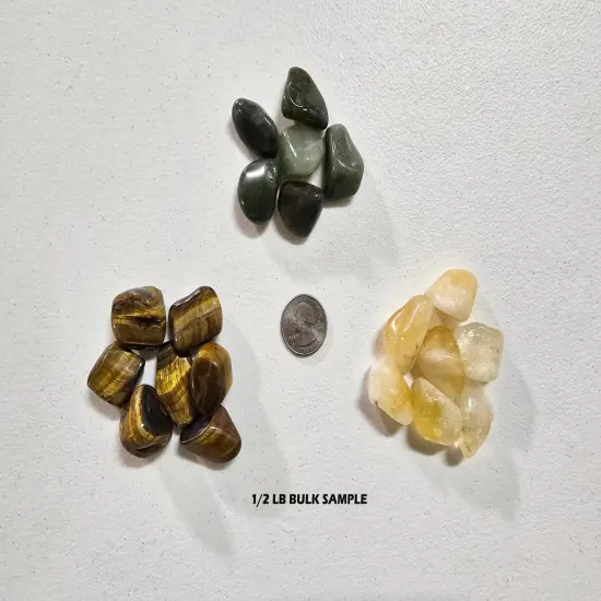 Crystals for Money Bowl Tumbled Set Tiger Eye Citrine Green Aventurine {6}
