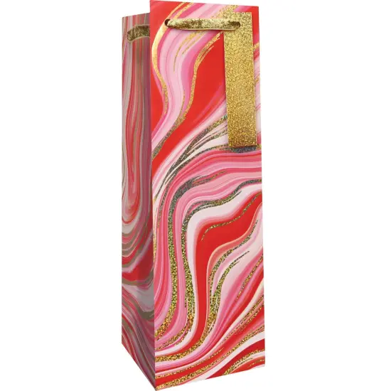 Pack/6: Peppermint Bark Wine Bag - 4-1/2 x 4-1/2 x 14" {1}