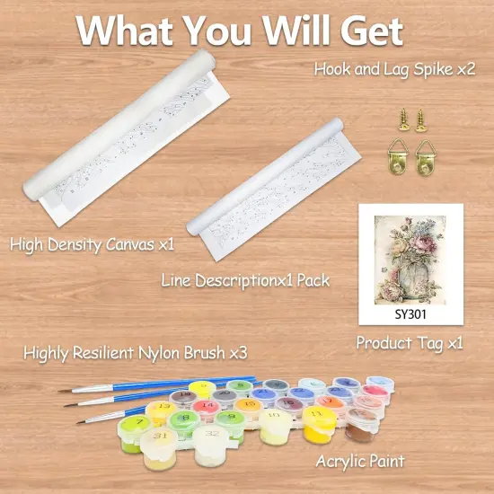 Paint by Numbers Kit for Adults Beginners, Flower DIY Easy Acrylic Oil Painting by Numbers on Canvas, Paint-by-Numbers Drawing Kits for Gift Home Wall Decor Without Frame 16x20in {5}