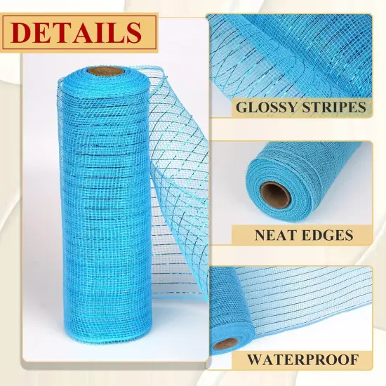 Blue Deco Mesh Ribbon, Decorative Mesh Roll {3}