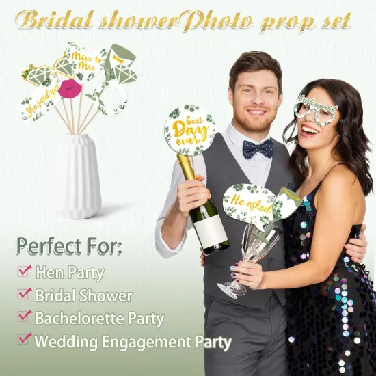 Bridal Shower Decorations Sage Green Wedding Decorations Engagement Party Decorations She Said Yes Party Photo Booth Frame & Props for Wedding Party Supplies {4}