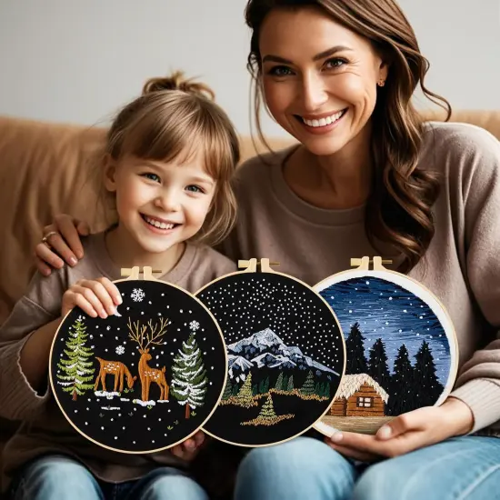 Embroidery Kit for Beginner Adults, Counted Stamped Cross Stitch kit for Adult Beginner, Hand Embroidery Starter Kits with Pattern, 3 Embroidery Hoop, Fabric (Attached Teaching Video QR Code) {2}