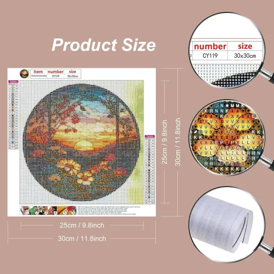 Diamond Painting Kits for Adults, 5D DIY Diamond Art Kits for Beginners Round Full Drill Diamond Painting for Home Wall Decoration Gift 12&times;12inch, Stained Glass Sunflower {3}