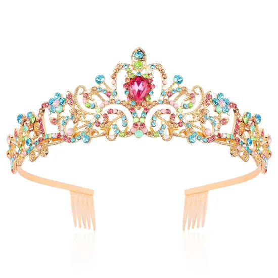 Crystal Crown Headband for Girls, Rapunzel Kids Hair Accessories with Princess Tiara and Crowns {1}