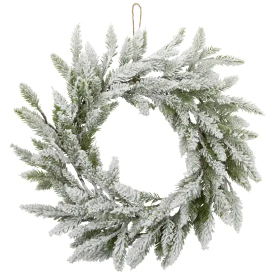 Northlight Heavily Flocked Pine Artificial Christmas Wreath - 16" - Unlit Green {3}