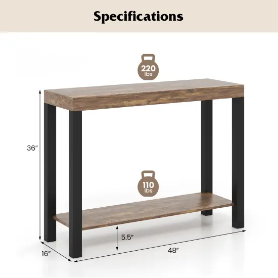 2 Tier Wood Bar Table, Cashew Wood Frame, Shelf and 220 lbs Capacity {5}