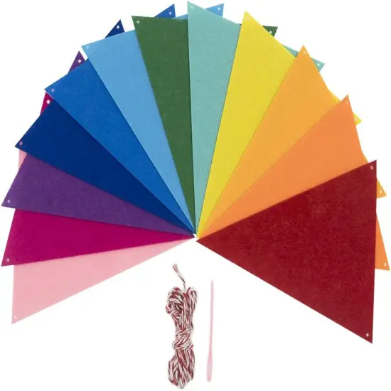 Rainbow Felt Fabric Bunting, 35 Pcs/ 24.6 Feet(3 Pack) Decoration Banners for Birthday Party {2}