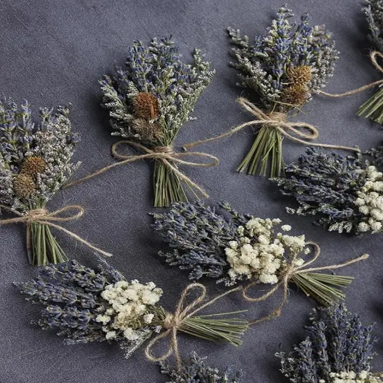 12pcs Lavender Bouquet, Mini Dried Flower Bouquet, Wedding Plate Decoration, Groom & Best Man Corsage, Photo Frame Decoration, Photo Prop. (Lavender) {4}