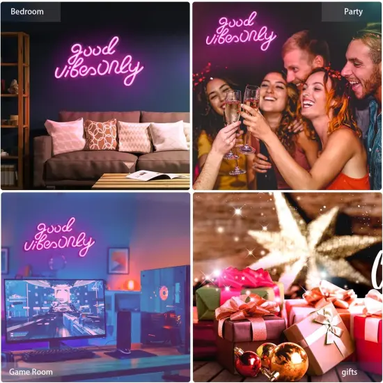 Good Vibes Only Neon Signs for Wall Decor, Neon Lights LED Signs Suitable for Summer Living Room, Beer Bar, Game Room, Hotel, Birthday Party, Restaurant, Christmas, Unique Gift for Lover {5}