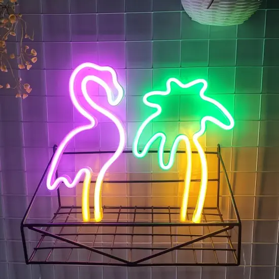 Flamingo Neon Sign &ndash; USB or 3-AA Battery Powered LED Table & Bedroom Decoration, Perfect for Birthdays, Weddings, and Special Occasions {5}