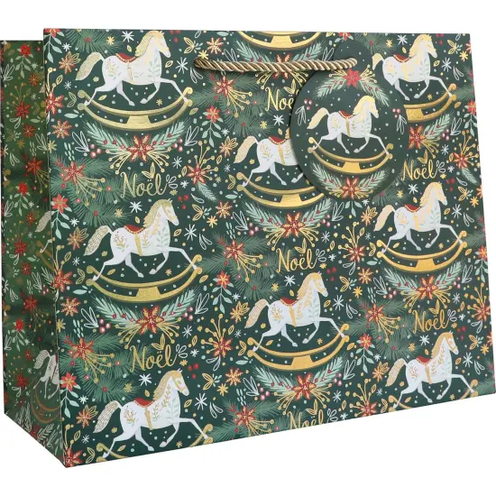 Pack/6: Rocking Horse Noel Gift Bag - 12-1/2 x 5 x 10" {1}