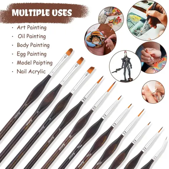 Miniature Paint Brushes, 11pcs Micro Detail Paint Brushes for Model, Citadel, Vallejo, DND, Paint by Numbers - Fine Paint Brush Set for Acrylic, Watercolor, Oil {4}