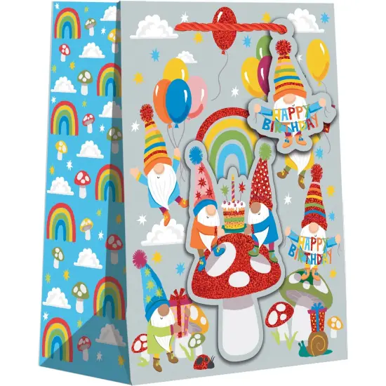 Pack/6: Birthday Gnomes Gift Bag - 8 x 4 x 10" {1}