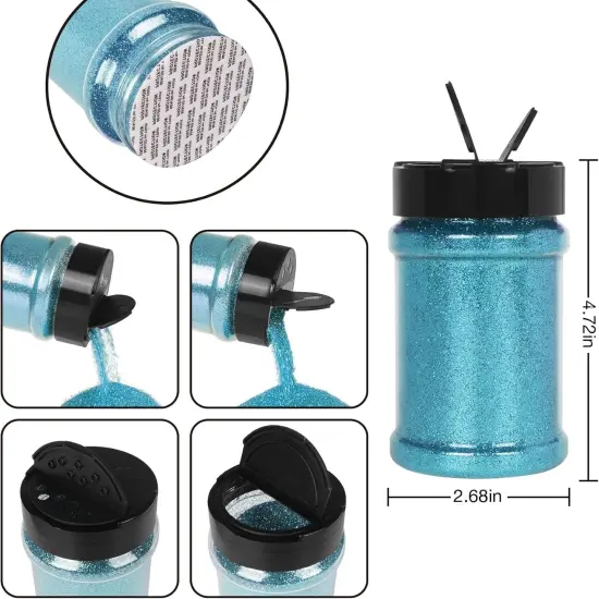 Extra Fine Teal Blue Glitter, 1/96" Craft Resin Glitter Powder 5.29oz/150g PET Flakes Crafts Sequins for Nail Art, Hair, Epoxy Resin, Tumblers, Slime, Painting, Festival Decor {3}