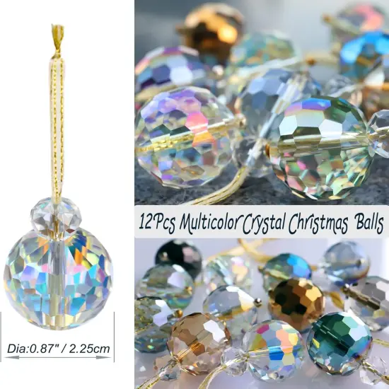 12 Pcs Multicolor Crystal Glass Christmas Balls Ornaments {3}