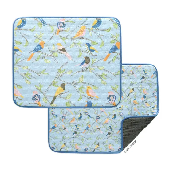 Floral Finch & Friends Microfiber Dish Drying Mats, Set of 2 {1}