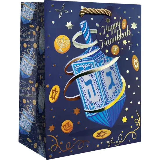 Pack/6: Hanukkah Dreidel Gift Bag - 6 x 3 x 7-1/2" {1}