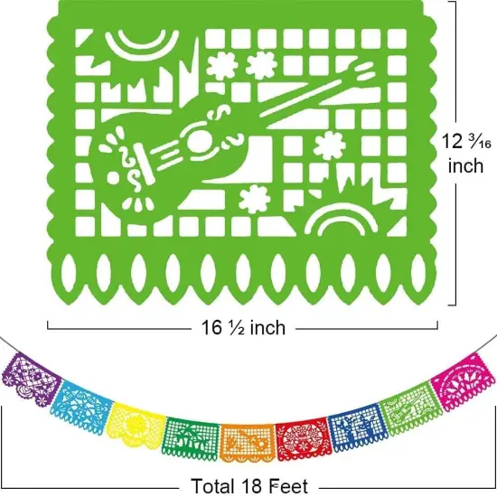 5PCS Mexican Party Banners, Cinco De Mayo Decoration Fiesta Party Decoration, Mexican Themed Party Decor 5 De Mayo Banner Plastic Papel Picado, Mexico Birthday Party Supplies -12 Patterns/90FT {2}