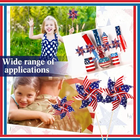 30 PCS American Flag Patriotic Pinwheels Independence Day Stars and Stripes Pinwheels Garden Windmill Wind Spinner for Flag Day {4}