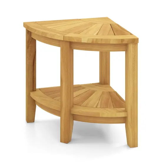 Teak Wood Shower Bench with Storage Shelf for Inside Shower to Sit on {1}