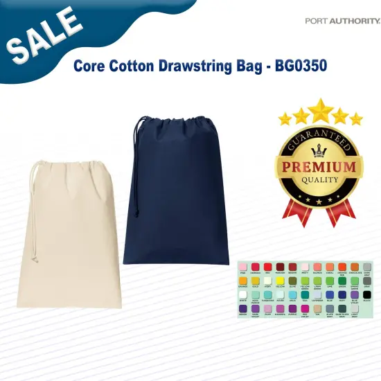 Port Authority&reg; Core Cotton Drawstring Bag {2}