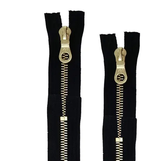 Riri 8MM Closed Bottom Zipper with KTA Pull &ndash; Black/Brass {1}