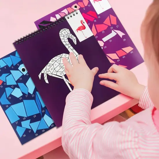 2PCS Crafts for Kids Ages 4-8, 8-10 Sticker Paint Number Books Animal and Ocean Stickers for Birthday Easter Party Favor Road Plane Car Travel Activity (Ocean+Animal) {2}