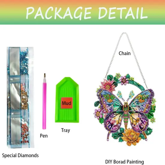Diamond Painting Pendant Butterfly Kit , Special Crystal Diamonds Painting Ornament Double Sided Kit for Adults, Acrylic Diamond Gem Painting Board {4}