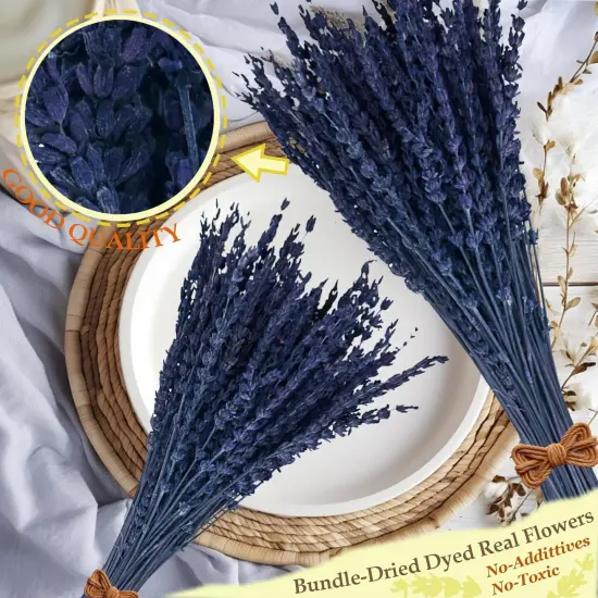 2Bundles Dried Flowers 120pcs Natural Blue Lavender Flower Fresh Flowers 15&rsquo;&lsquo;-17&rsquo;&lsquo; Preserved Dried Lavender Bouquet {4}