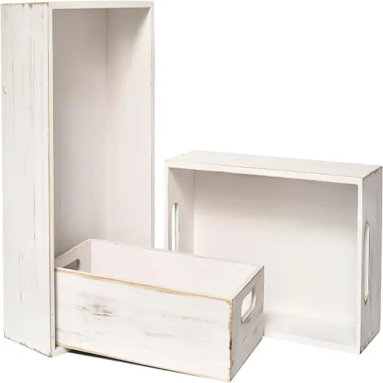 Set of 3 Small Wooden Crates for Display and Organizing {2}