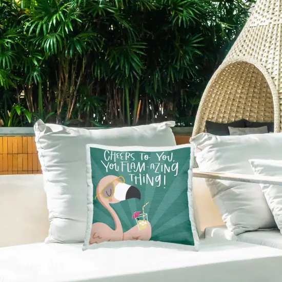Stupell Industries Cheers To You Flamazing Outdoor Printed Pillow design by Sarah Hickman, 18 x 7 x 18 {2}