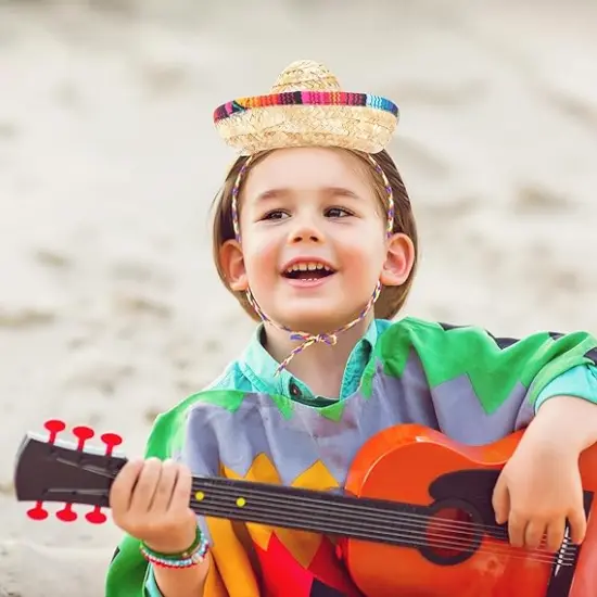 80 Pcs Mini Sombrero Hats Small Fiesta Headband Hats Natural Straw Cinco De Mayo Party Decorations for Kids Pets Dogs {3}