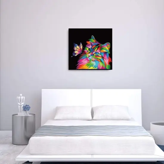 Paint by Numbers for Kids & Adults & Beginner, DIY Canvas Painting Gift Kits for Home Decoration - Colorful Cats and Butterflies 16 x 20 inch (Without Framed) {2}
