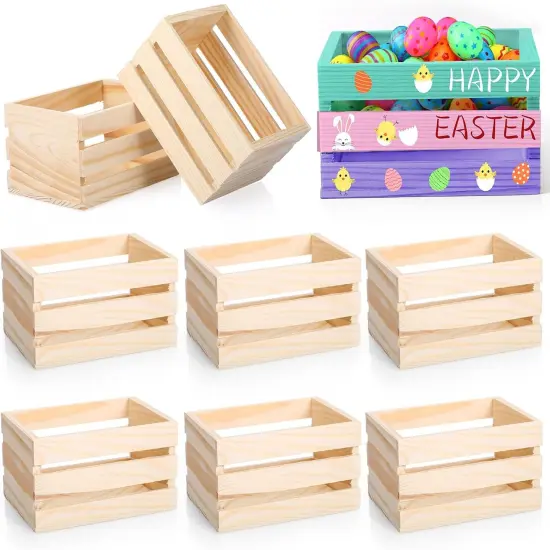 6 Pcs 6.5'' Small Wooden Crates for Mother's Day {1}