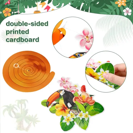 30 Pieces Hawaiian Luau Birthday Party Hanging Swirl Decorations, Flower Tropical Palm Flamingo Sign Foil Ceiling Decor {4}