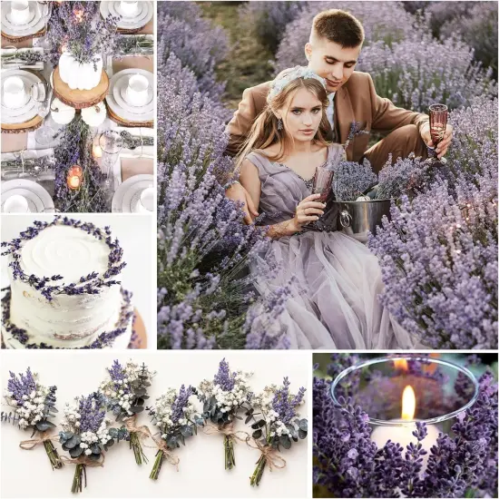 Dried Lavender Flowers Bundles, Natural Dry Lavender Flowers 220-240 Stems 16'' for Vase Home Wedding Party Decoration Arrangements Fragrance 3 Bundles {4}