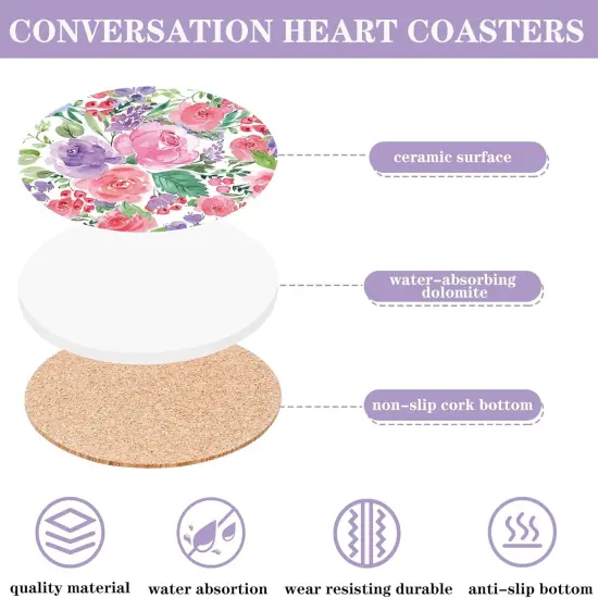 6Pcs Spring Watercolor Flower Coaster with Holder {3}