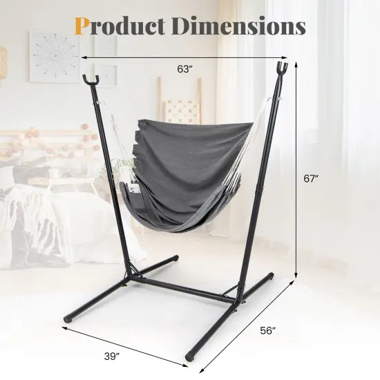 Adjustable Hammock Chair, Metal Frame and Comfy Fabric {5}