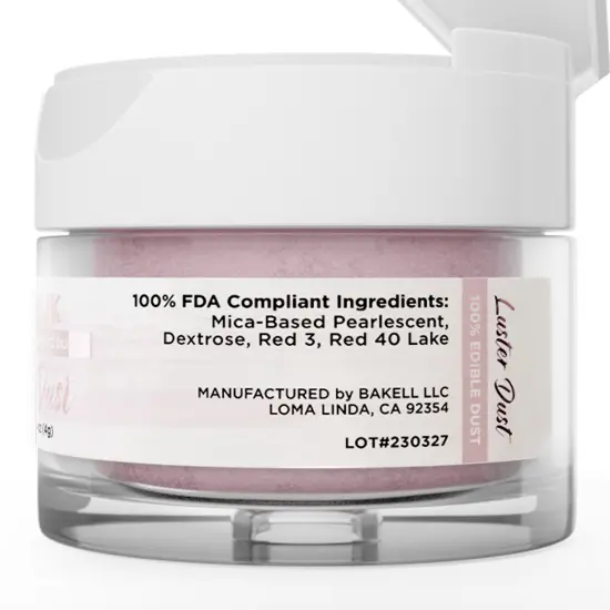 Bakell - Soft Pink Luster Dust (4g, 1x Jar) Edible Vegan Dust & Paint for Baking, Desserts and Beverages {6}