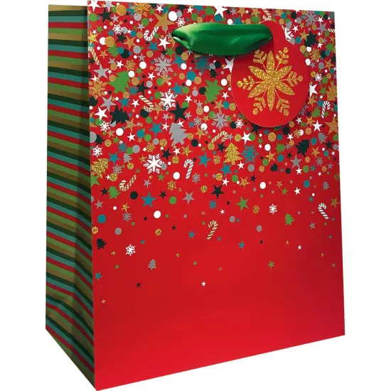 Pack/6: Christmas Party Red Gift Bag - 8 x 4 x 10" {1}