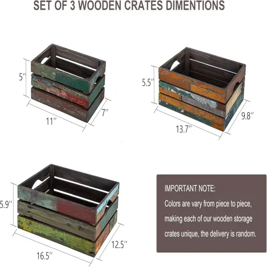Set of 3 Rustic Distressed Wood Nesting Crates {5}