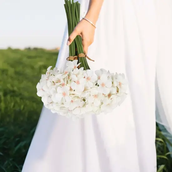 Summer Floral Arrangement &ndash; Faux Hydrangea Artificial Bouquets, 14 Stems Fake Small Silk Flowers for Vase, Wedding and Baby Shower Centerpieces {5}