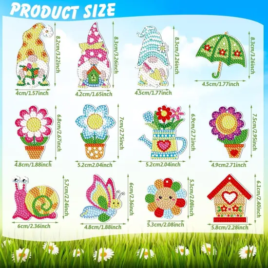 12 Pieces Spring Diamond Painting Kit Keychain {3}