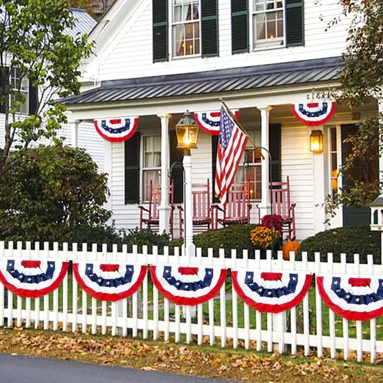 2x4 Ft American Bunting Flags Outdoor, USA Pleated Fan Flag for Outside, 4th of July Decorations Memorial Day Patriotic Flags Bunting Outdoor Indoor Decor (Set of 3) {5}