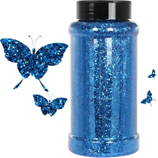 Blue Glitter, 16 Oz (1 Ib), Chunky Glitter for Resin Crafts Nails Tumblers Slime Cosmetic and Festival Decoration - Blue Chunky Glitter Bulk {1}