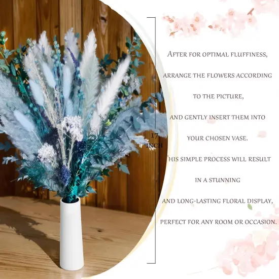 Pampas Grass Decor Dried Flowers with Blue Pampas Grass Boho Floral Arrangements {5}