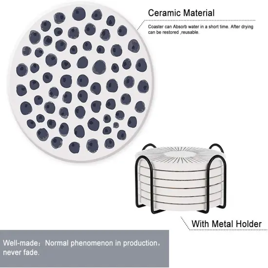 Set of 6 Drink Coasters with Holder {2}