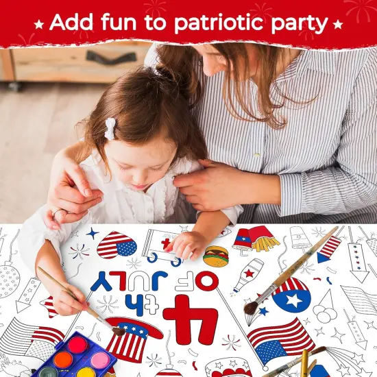 1 Pack Fourth of July Coloring Tablecloth for Kids {3}